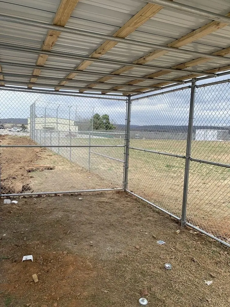Chain link around covered area